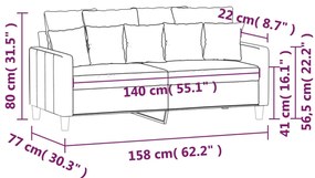 Sofá de 2 lugares veludo 140 cm preto