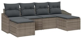 Conjunto de sofá de jardim com 6 peças e almofadas cinzas
