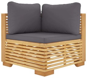 3 pcs conjunto lounge jardim c/ almofadões madeira teca maciça