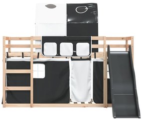 Beliche com escorrega e cortinas 90x190 cm branco e preto