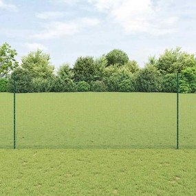 vidaXL Cerca de Arame Soldado com 11 Posts em U Verde 1.4x25 m Aço