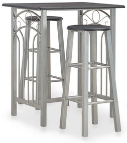 3 pcs conjunto de bar em madeira e aço preto