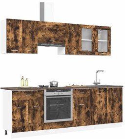 Conjunto de Armários de Cozinha 8 Peças Carvalho Fumado Madeira de Eng