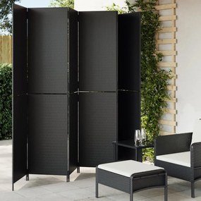 vidaXL Biombo de divisão 6 painéis vime PE preto