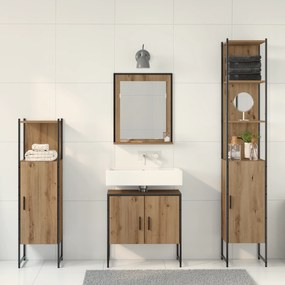 Conjunto de Móveis Para Casa de Banho de 4 Peças Carvalho Artesanal Ma