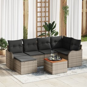 Conjunto de Sofá para Jardim de 7 Peças com Almofadas em Poliratan Cin