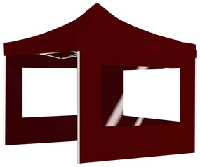 Tenda dobrável profissional com paredes alumínio 2x2 m bordô
