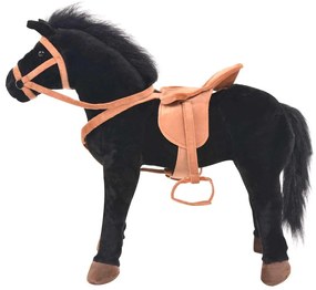 Cavalo de peluche de montar preto