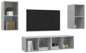 Armários de parede para TV 4pcs derivados madeira cinza cimento