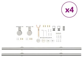 Kit ferragens p/ porta deslizante 200cm aço inoxidável prateado