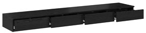 Gavetas de Cama vidaXL Pretas 180x36,5x16,5 cm em Madeira de Engenhari