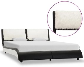 vidaXL Estrutura de cama 140x200 cm couro artificial preto e branco