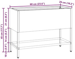 Jardineira Elevada vidaXL 60x26x45 cm Aço Galvanizado