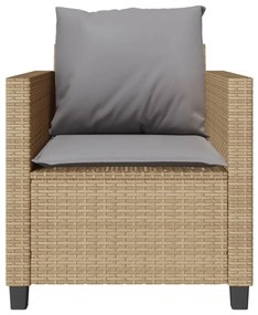 3 pcs conjunto bistrô com almofadões vime PE bege
