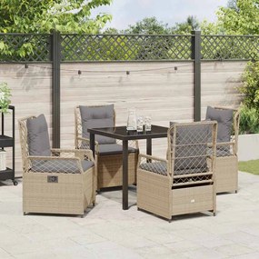 Conjunto de Jantar pra Jardim 5 Peças Bege em Rattan Sintético