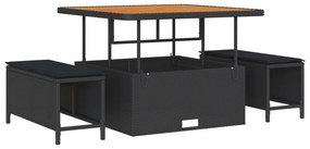 Conjunto de Sofá de Jardim vidaXL de 9 Peças com Almofadas Preto Ratta