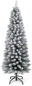 Árvore de Natal artificial com neve de 150 cm e 328 pontas de ramos Base metálica dobrável Árvore decorativa sazonal em forma fina verde + branco