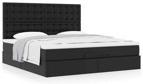 Estrutura de cama otomana com colchão 160x200 cm preta