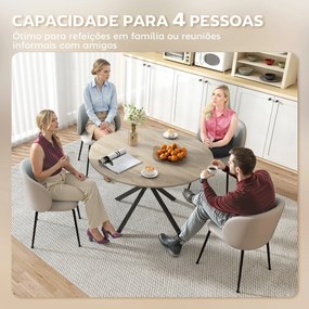 Mesa de Refeição Redonda (CADEIRAS NÃO INCLUIDAS) para 4 Pessoas Mesa de Cozinha Industrial com Estrutura de Aço Ø120x75 cm Castanha