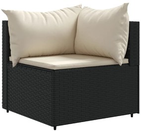 6 pcs conjunto lounge de jardim c/ almofadões vime PE preto