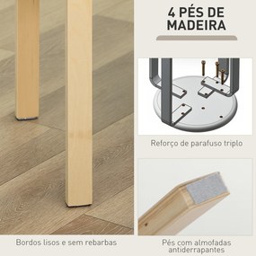 Conjunto de 4 Bancos Empilháveis Redondos (MESA NÃO INCLUIDA) Bancos Baixos de Cozinha com Assento Acolchoado Ø40x45 cm Caqui e Madeira