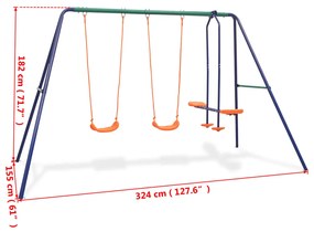 Conjunto de baloiços com 4 lugares laranja