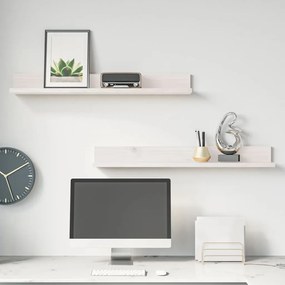 vidaXL Prateleiras de parede 2 pcs 80x11x9 cm pinho maciço branco