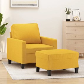 vidaXL Poltrona com apoio de pés 60 cm tecido amarelo-claro