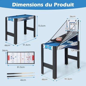Conjunto de mesa de bilhar dobrável com pernas dobráveis ​​e niveladores de pés ajustáveis