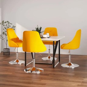 vidaXL Cadeiras de jantar giratórias 4 pcs tecido amarelo