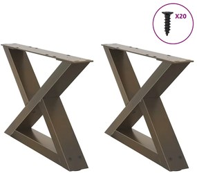 vidaXL Pés para mesa de centro 2 peças aço natural 60x(30-31,3) cm aço