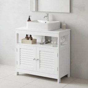 Armário de casa de banho para lavatório (NÃO INCLUIDO) com 2 portas de lâminas 30 x 60 x 60 cm Branco