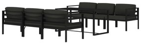7 pcs conjunto lounge jardim com almofadões alumínio antracite