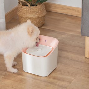 Dispensador de Água para Gatos 3L Fonte de Água Automática para Cães e Gatos com Sensor Infravermelho 21x20x18cm Branco e Rosa