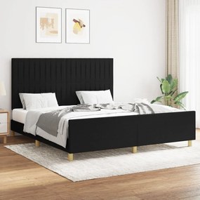 Estrutura de cama sem colchão 160x200 cm tecido preto