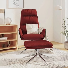 vidaXL Cadeira de descanso com banco tecido vermelho tinto