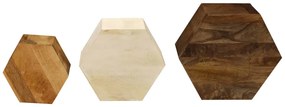 Conjunto de mesas de centro 3 pcs madeira de mangueira maciça