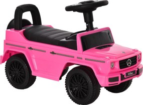 HOMCOM Carro Andador para Bebés com Licença Mercedes G350 com Compartimento de Arrumação e Volante Carga 25 kg 62,5x28,5x45 cm Rosa | Aosom Portugal