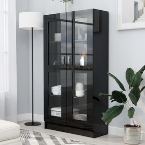 vidaXL Armário vitrine 82,5x30,5x150 cm contraplacado preto brilhante