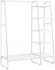 Cabideiro VASAGLE, cabideiro com prateleira para sapatos, suporte de armazenamento de 5 níveis, 6 ganchos laterais, para quarto, sala de estar, branco nuvem e branco fosco RGR116W02