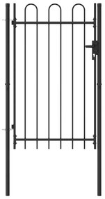 vidaXL Portão de vedação individual com topo arqueado aço 1x1,5m preto