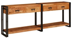 vidaXL Mesas consola 2 pcs Castanho Madeira Sólida de Acácia