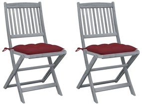 vidaXL Cadeiras exterior dobráveis c/ almofadões 2 pcs acácia maciça