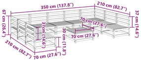 10 pcs conjunto sofás de jardim madeira de pinho castanho mel