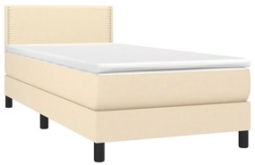 Cama box spring c/ colchão e LED 100x200 cm tecido cor creme