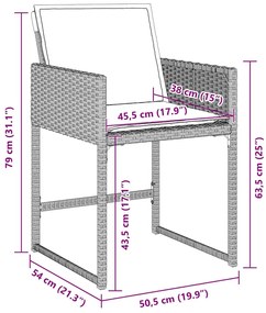 Conjunto de Jantar para Jardim de 5 Peças com Almofadas Cinza Claro em