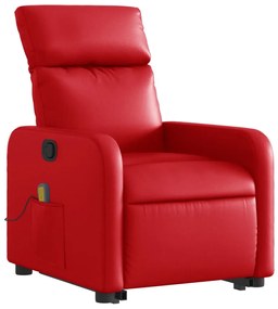 Poltrona massagens reclinável elevatória couro artif. vermelho