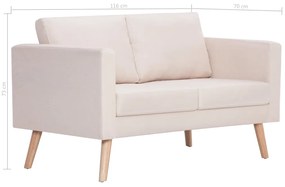 Sofá de 2 lugares tecido cor creme