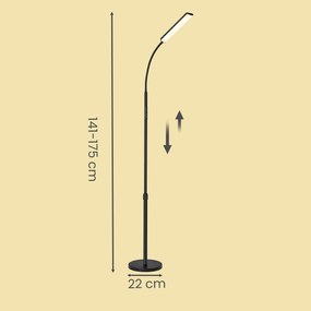 Candeeiro de pé com altura ajustavel 22 x 22 x (141–175 cm) cm Preto mate