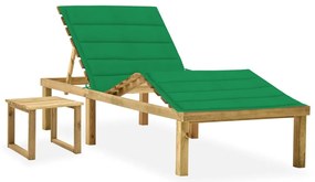 Espreguiçadeira de jardim com mesa e almofadão pinho impregnado